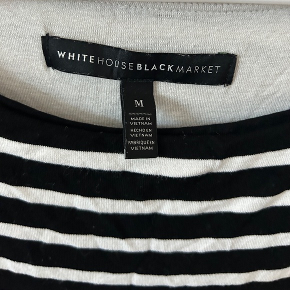 White House Black Market Womens White Black Striped A-Line Dress Size M - Picture 2 of 4